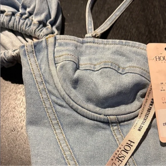 House of CB Light Blue Denim Lace-Up Bustier Top - Picture 2 of 6